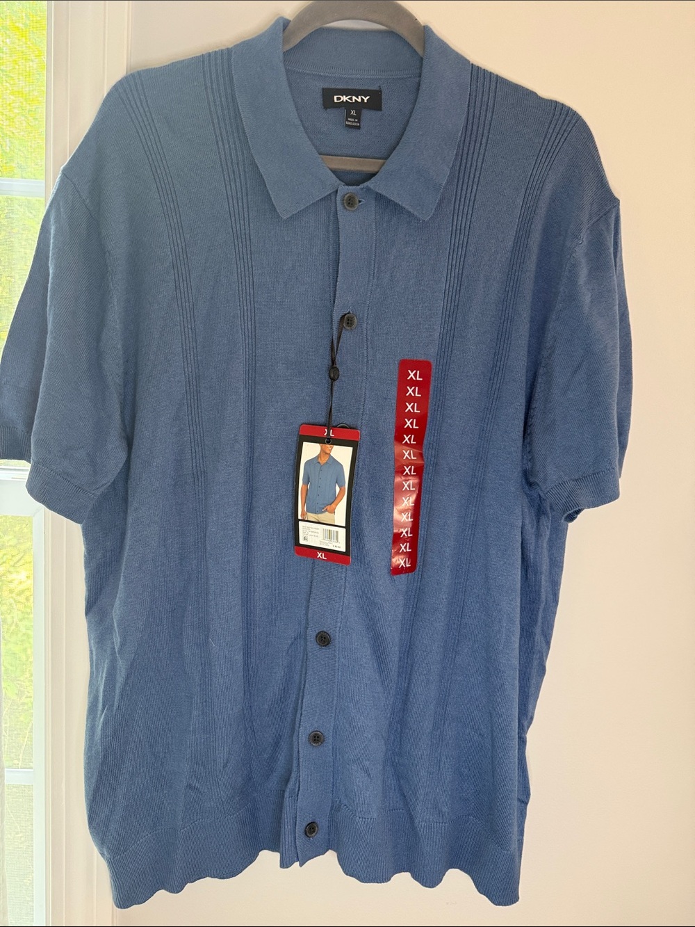 DKNY Men’s Slate Blue Short-Sleeve Button Polo